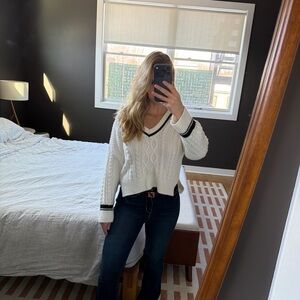 Abercrombie & Fitch Cream Sweater with Black Accents